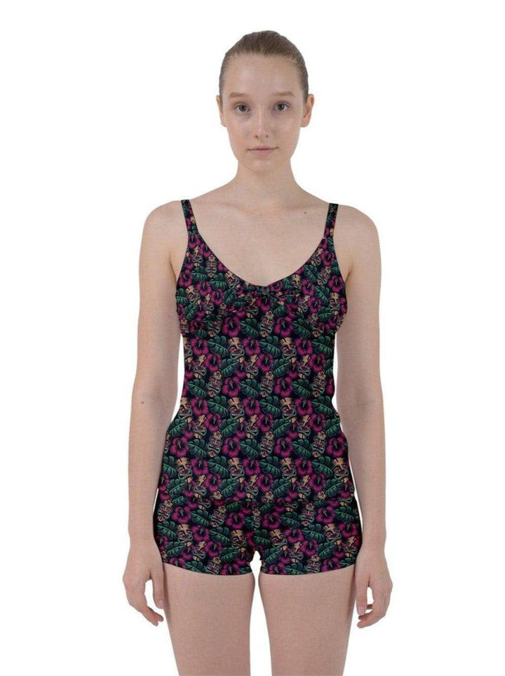 Leilani Tiki Tie Front Two Piece Tankini - Poison Arrow Retro