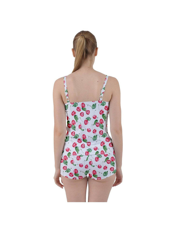 Retro Cherries Tie Front Two Piece Tankini - Poison Arrow Retro