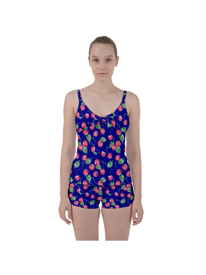 Retro Cherries Tie Front Two Piece Tankini