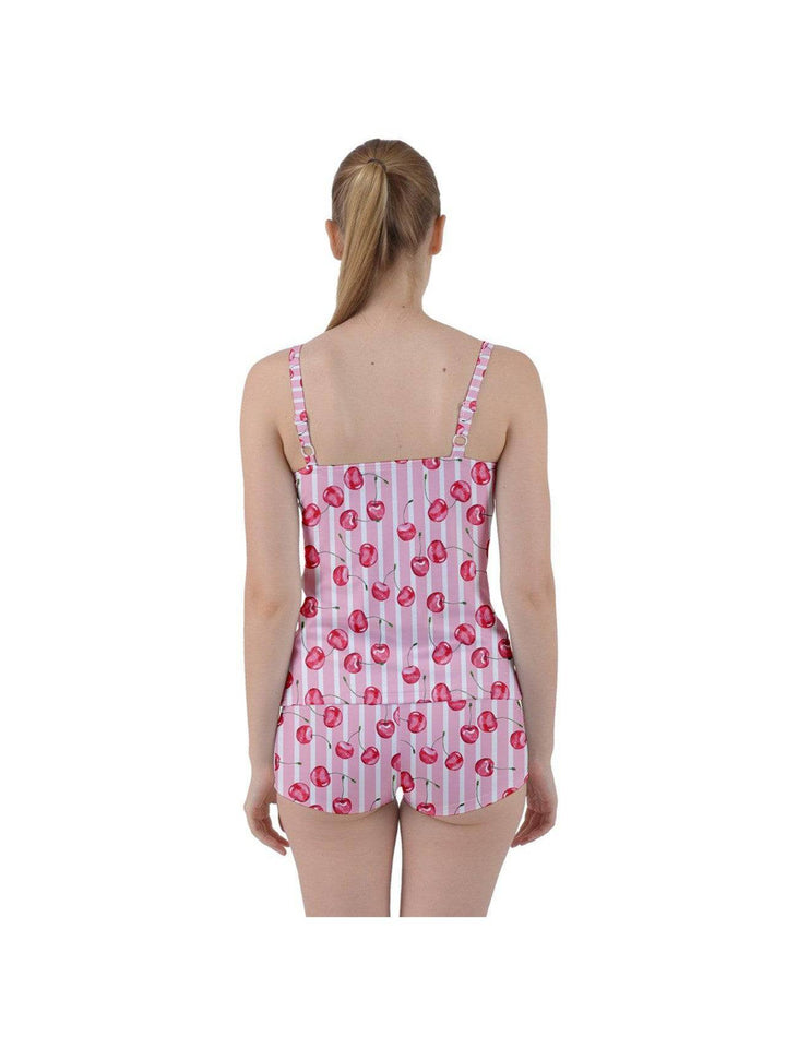 Retro Cherries Tie Front Two Piece Tankini