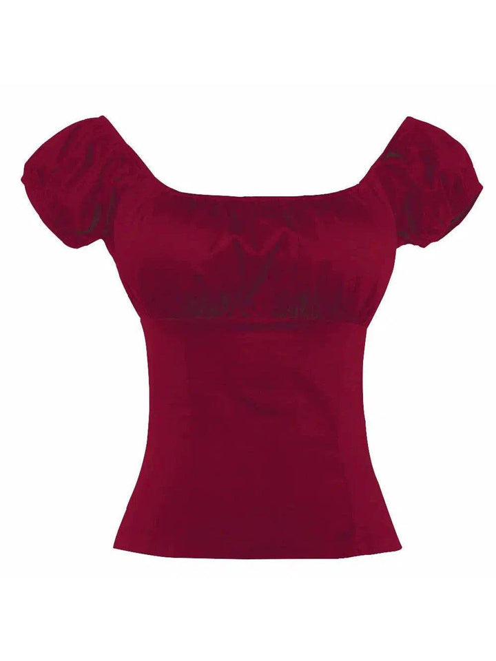 Burgundy Peasant Style Top