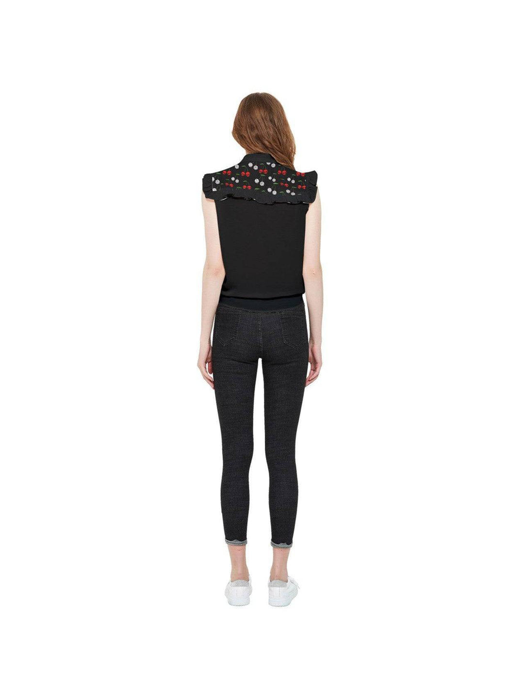 Cherry Skulls & Dice Tie Front Top