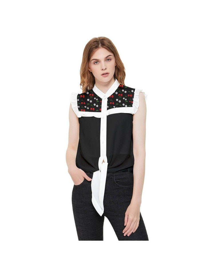 Cherry Skulls & Dice Tie Front Top - Poison Arrow Retro