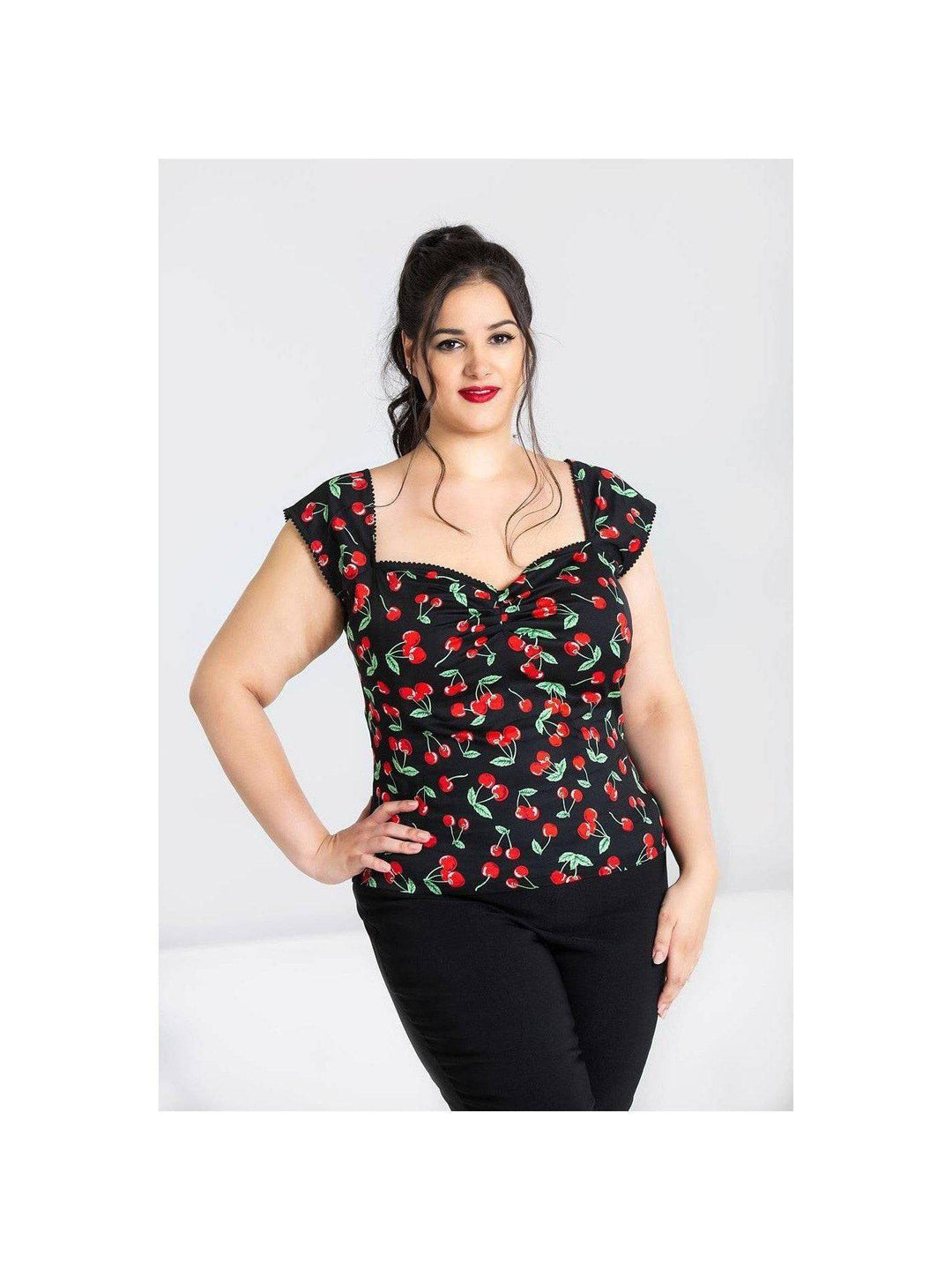 HELL BUNNY CHERRY PIE TOP Black - Poison Arrow Retro