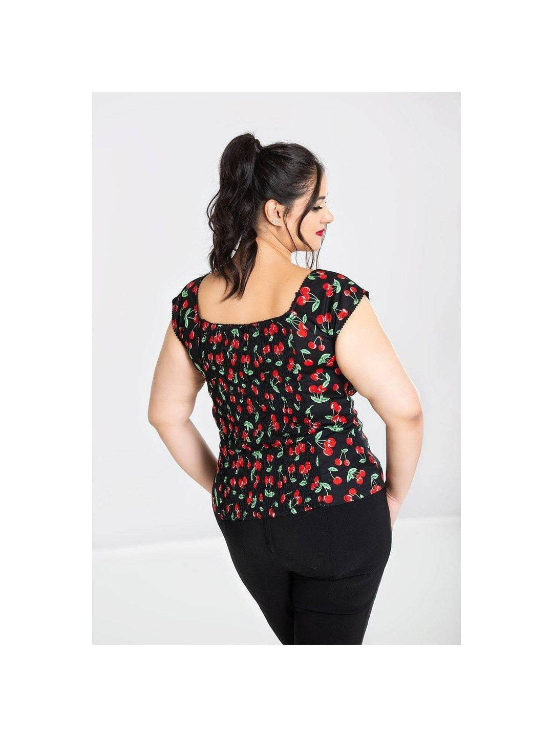 HELL BUNNY CHERRY PIE TOP Black - Poison Arrow Retro