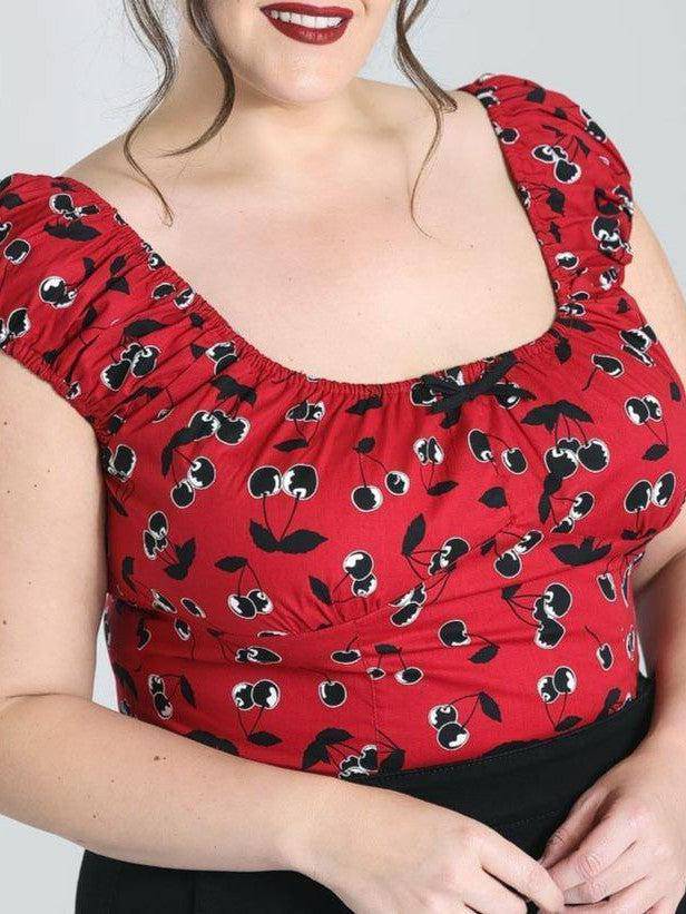 Hell Bunny Red with Black Cherries Alison Top