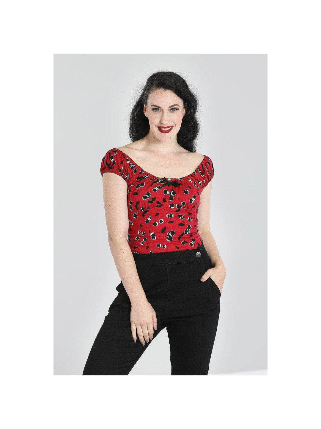 Hell Bunny Red with Black Cherries Alison Top