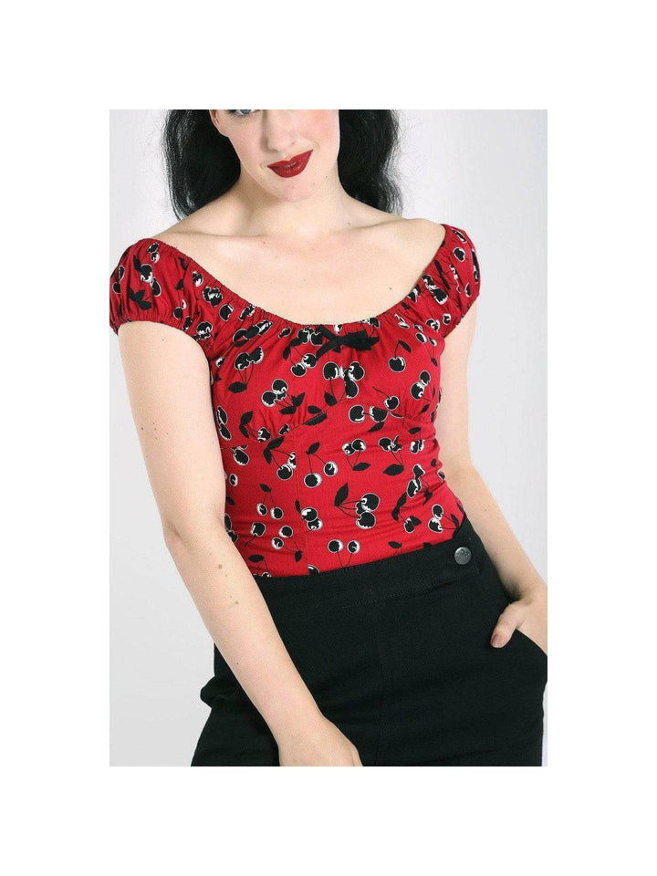 Hell Bunny Red with Black Cherries Alison Top