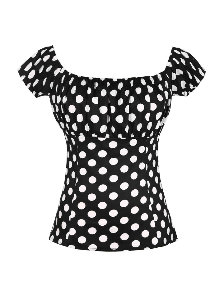 Polka Dot Peasant Style Top