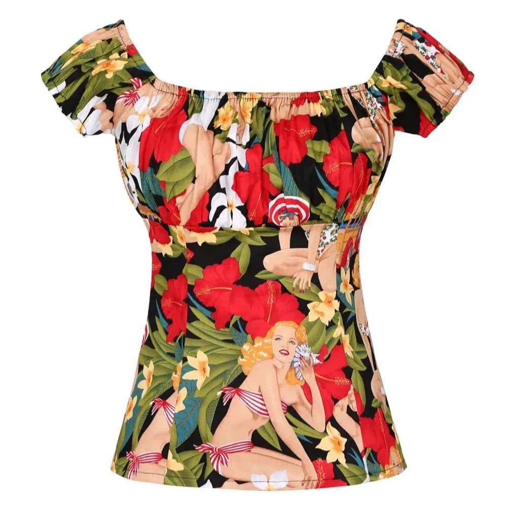 Tropical Pinups Peasant Style Top - Poison Arrow Retro