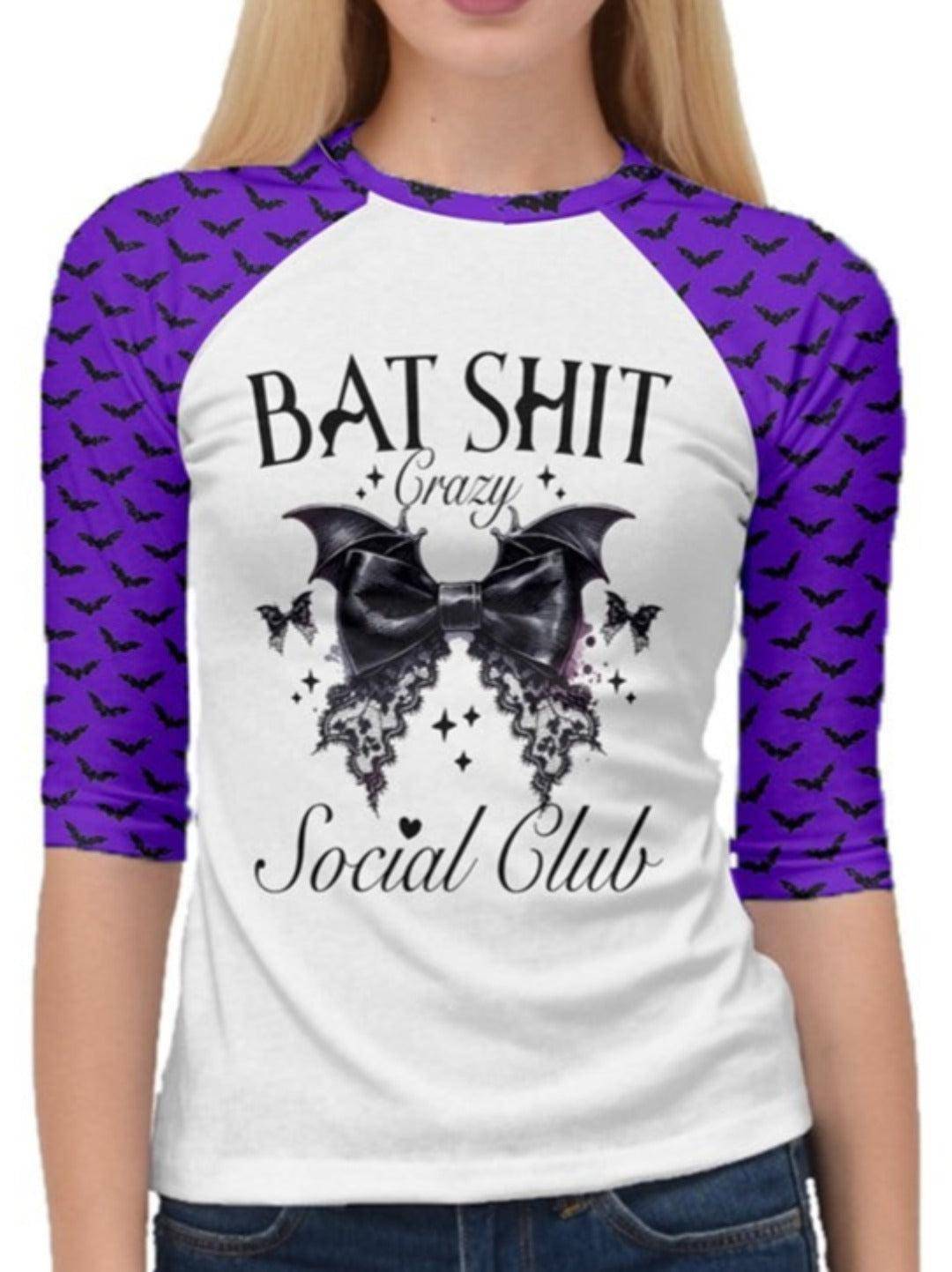 Bat Shit Crazy Social Club 3/4 Sleeve  Raglan T-Shirt - Poison Arrow Retro