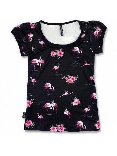 LIQUORBRAND FLAMINGOS BLACK Tshirt - Poison Arrow Retro