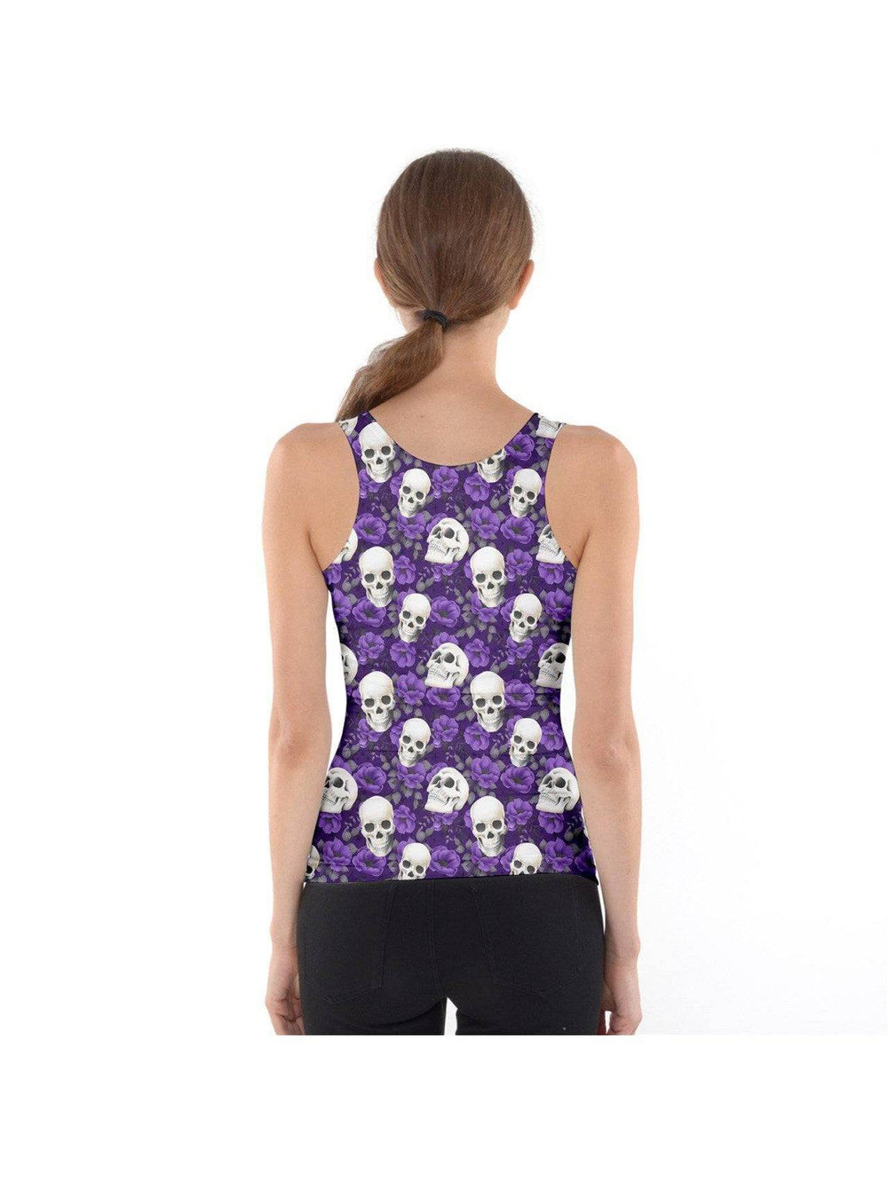 PURPLE ROSES AND SKULLS Tank Top - Poison Arrow Retro