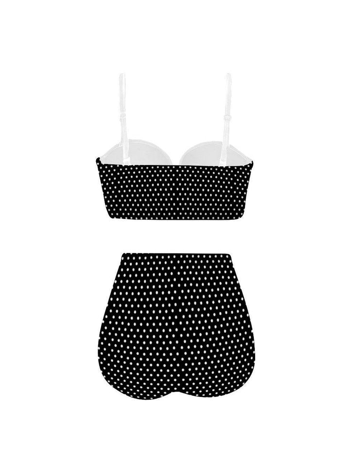 Black Polka Dot High Waist Retro Bikini - Poison Arrow Retro