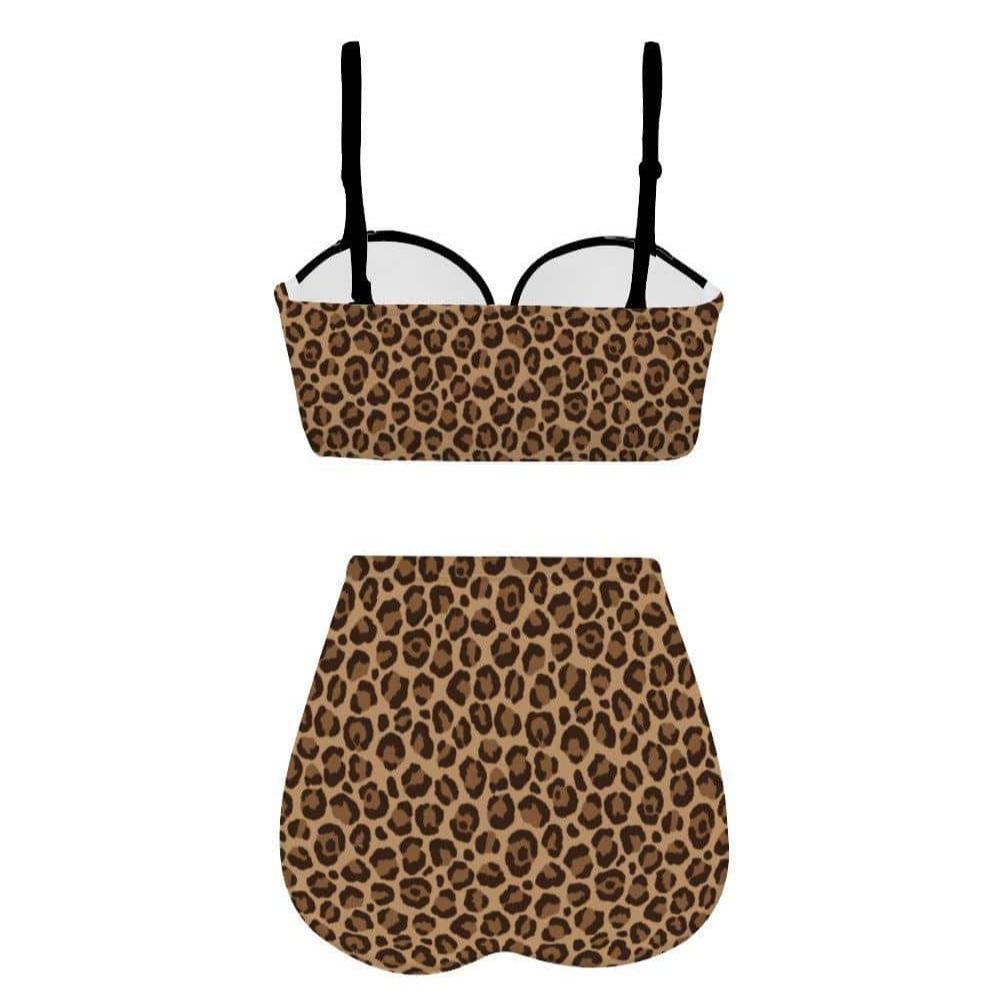 Leopard Print High Waist Retro Bikini - Poison Arrow Retro